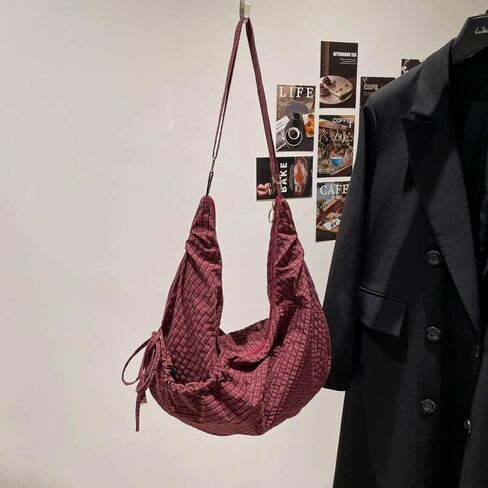 Lazy Style Shoulder Crossbody Bag with Ruffle Designs Large Capacity Canvas Bag for Work Shopping Travel College in Saudi Arabia