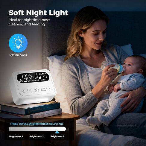 Nasal Aspirator for Baby, Baby Nose Sucker with 9 Suction Levels, Electric Nose Suction for Baby with Night Light, Can Play Lullabies, Equipped with 3 Food-Grade Silicone Nozzles and Tweezers (White) in Saudi Arabia