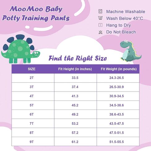 MooMoo Baby Absorbent Potty Training Underwear Cotton Pee Pants for Girl 2T | Breathable,Washable and Reusable, Daytime Potty Training in Saudi Arabia