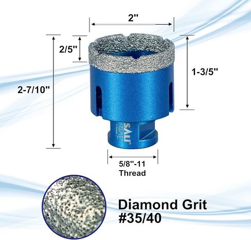 SALI Diamond Core Drill Bits 2-1/2 Inch (65mm) Tile Hole Saws Vacuum Brazed Hole Saw with 5/8-11 Thread for Glass Ceramic Porcelain Tiles Marble Brick Granite Quartz Fit Angle Grinders Drills in Saudi Arabia