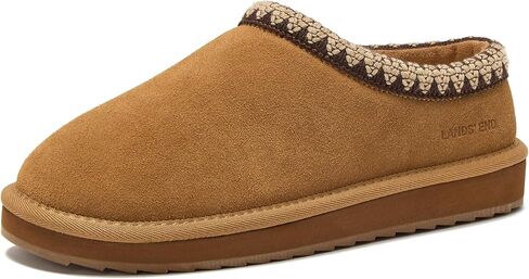 Lands' End Hearth Warm Fuzzy Slip On Slippers for Women, Indoor Outdoor Comfortable Suede Womens Slippers Size 6 to 11, Brown or Black in Saudi Arabia