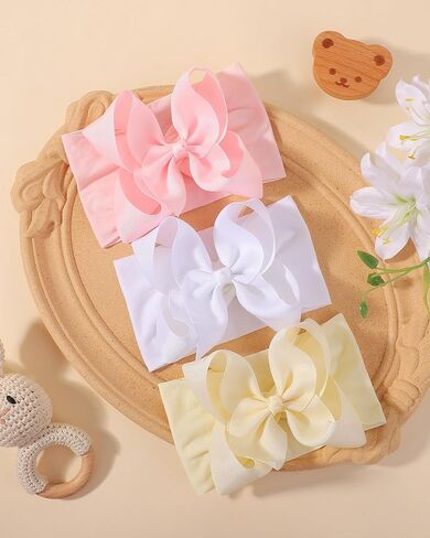 doboi 3PCS Baby Bows Christmas Baby Girl Headbands Nylon Hairbands with Golden Weft Webbing Ribbon Bow Handmade Elastic Shiny Baby Hair Bows Headbands for Baby Girls Newborns Infants Toddlers in Kuwait