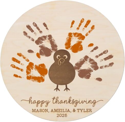 DIY Thanksgiving Baby Hand Print Art Keepsake, My First Thanksgiving Handprint Art, Turkey Kids Art Craft Project, Kid Fall Table Activity in Saudi Arabia