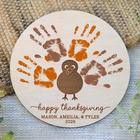 DIY Thanksgiving Baby Hand Print Art Keepsake, My First Thanksgiving Handprint Art, Turkey Kids Art Craft Project, Kid Fall Table Activity in Saudi Arabia