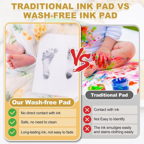 uxcell Inkless Handprint and Footprint Kit, 3x5 Inch Mess Free Pet Paw Print Kit 1 Light Blue Inkless Print Pads + 4 Imprint Cards Clean Touch Ink Pad for Keepsake Gift and Pets Imprint in Saudi Arabia