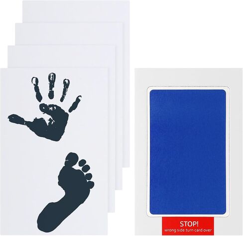 uxcell Inkless Handprint and Footprint Kit, 3x5 Inch Mess Free Pet Paw Print Kit 1 Light Blue Inkless Print Pads + 4 Imprint Cards Clean Touch Ink Pad for Keepsake Gift and Pets Imprint in Saudi Arabia