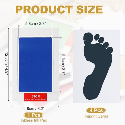 uxcell Inkless Handprint and Footprint Kit, 3x5 Inch Mess Free Pet Paw Print Kit 1 Light Blue Inkless Print Pads + 4 Imprint Cards Clean Touch Ink Pad for Keepsake Gift and Pets Imprint in Saudi Arabia
