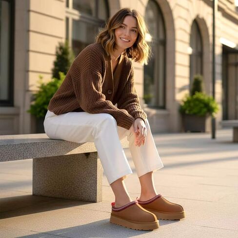 Women's Slippers Platform Mini Boots Short Ankle Boot Fur Fleece Lined House slippers Anti-Slip Boot For Outdoor in Kuwait