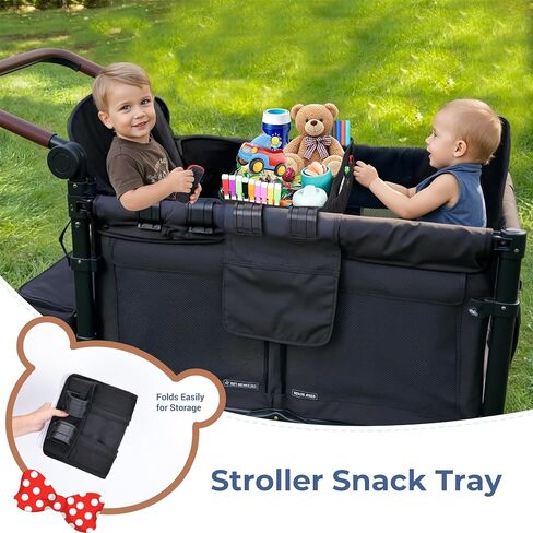 COOLBEBE Stroller Snack Tray for Wonderfold Wagon, Upgraded Foldable Kids Snacks & Activities with Drawing Tray, Universal Wonderfold Wagon W2 Accessories with Cup Holder & Mesh Pockets (W2 Series) in Kuwait