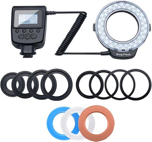 حلقات احترافية ومضات ضوئية مع وحدة تحكم LCD و7 وضع سطوع و8 محولات لتصوير كاميرا DSLR in Kuwait