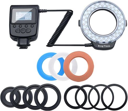 حلقات احترافية ومضات ضوئية مع وحدة تحكم LCD و7 وضع سطوع و8 محولات لتصوير كاميرا DSLR in Kuwait