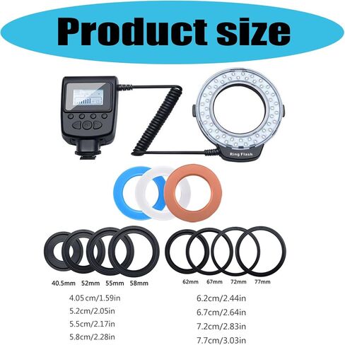 حلقات احترافية ومضات ضوئية مع وحدة تحكم LCD و7 وضع سطوع و8 محولات لتصوير كاميرا DSLR in Kuwait