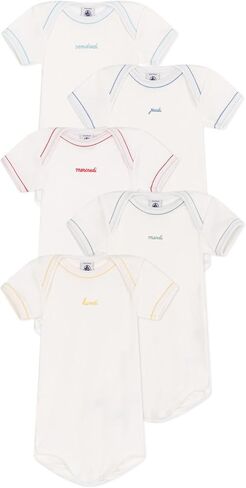 ملابس داخلية قصيرة الأكمام من Petit Bateau Babies لأيام الأسبوع - عبوة من 5 مقاسات من 3 إلى 36 شهرًا in Kuwait