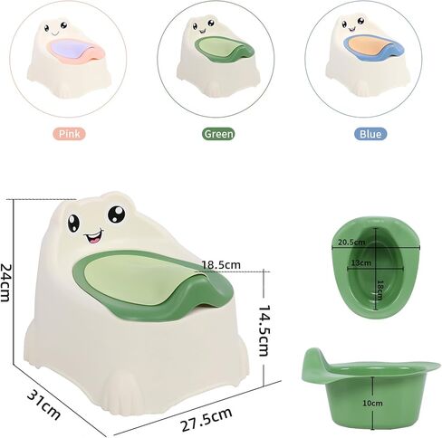 مقعد المرحاض للتدريب على استخدام المرحاض للأطفال الصغار، نونية السفر المحمولة مع وعاء قابل للإزالة، واقي من الرذاذ، ملصق تعبير الضفدع، نونية الأطفال للأولاد والبنات الذين تتراوح أعمارهم بين 1-3 (أخضر) in Kuwait