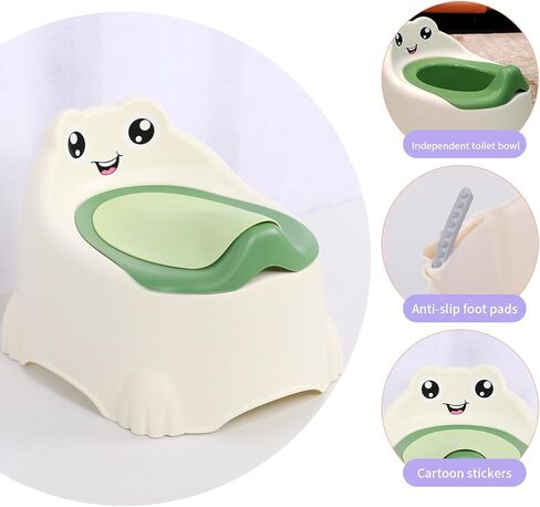 مقعد المرحاض للتدريب على استخدام المرحاض للأطفال الصغار، نونية السفر المحمولة مع وعاء قابل للإزالة، واقي من الرذاذ، ملصق تعبير الضفدع، نونية الأطفال للأولاد والبنات الذين تتراوح أعمارهم بين 1-3 (أخضر) in Kuwait