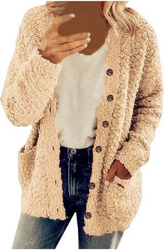 LRMQS Sherpa Jacket Women Trendy Fleece Fuzzy Warm Teddy Cozy Cardigan Sweaters with Pockets Casual Soft Winter Coats Clothes in Saudi Arabia