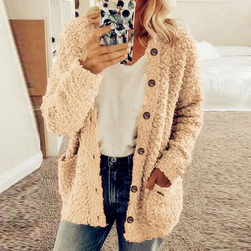 LRMQS Sherpa Jacket Women Trendy Fleece Fuzzy Warm Teddy Cozy Cardigan Sweaters with Pockets Casual Soft Winter Coats Clothes in Saudi Arabia