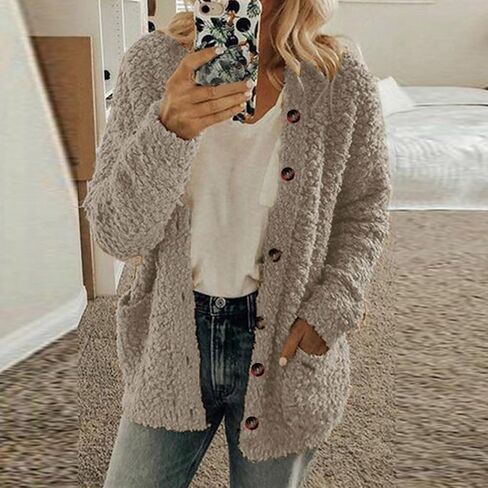 LRMQS Sherpa Jacket Women Trendy Fleece Fuzzy Warm Teddy Cozy Cardigan Sweaters with Pockets Casual Soft Winter Coats Clothes in Saudi Arabia