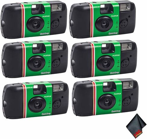 كاميرا FUJIFILM QuickSnap Flash 400 أحادية الاستخدام (27 تعريضًا، 3X 2-Pack) حزمة مع قطعة قماش للتنظيف من الألياف الدقيقة in Saudi Arabia