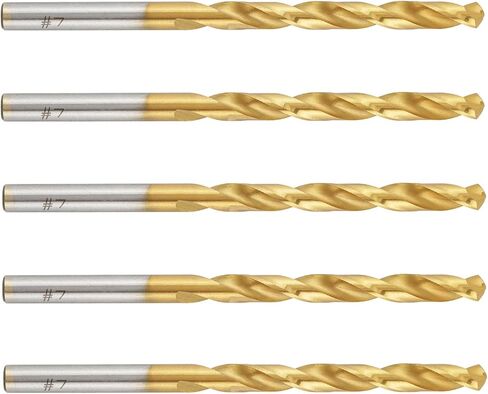 5pcs #7 M2 High-Speed Steel Twist Drill Bit Set, Titanium Coated Drill-Bits with Straight Shank in Saudi Arabia