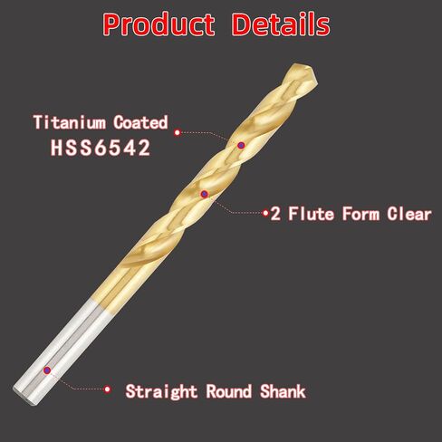 5pcs #7 M2 High-Speed Steel Twist Drill Bit Set, Titanium Coated Drill-Bits with Straight Shank in Saudi Arabia