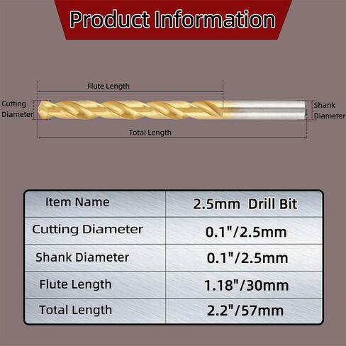 5 قطع 4.2 M2 مجموعة لقم مثقاب فولاذية عالية السرعة، لقم مثقاب مطلية بالتيتانيوم مع ساق مستقيمة in Kuwait