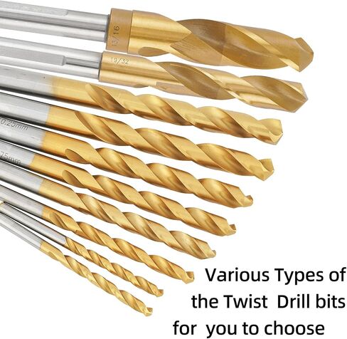 5pcs #7 M2 High-Speed Steel Twist Drill Bit Set, Titanium Coated Drill-Bits with Straight Shank in Saudi Arabia