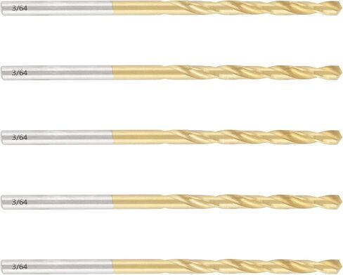 5pcs #7 M2 High-Speed Steel Twist Drill Bit Set, Titanium Coated Drill-Bits with Straight Shank in Saudi Arabia