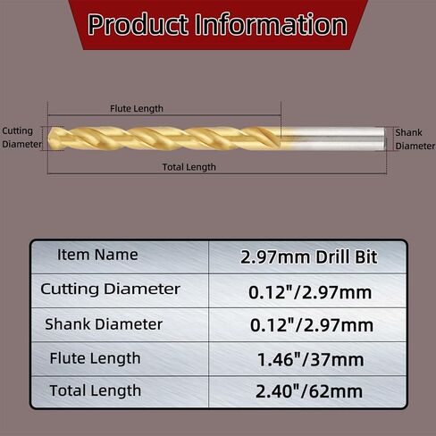 5 قطع #7 M2 مجموعة لقم مثقاب فولاذية عالية السرعة، لقم مثقاب مطلية بالتيتانيوم مع ساق مستقيمة in Kuwait