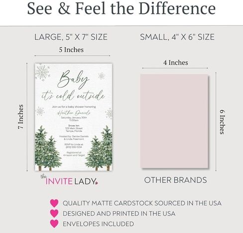 Baby It's Cold Outside Baby Shower Invitations Winter Invites Gender Neutral Unisex Trees Nature Green Snowflakes Snowfall Personalized Customized Custom Printed Cards (12 count) in Kuwait