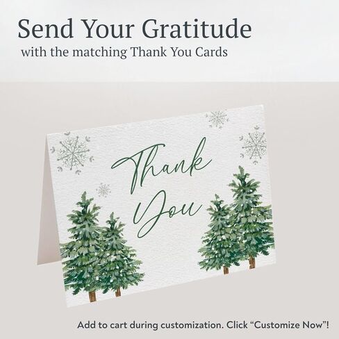 Baby It's Cold Outside Baby Shower Invitations Winter Invites Gender Neutral Unisex Trees Nature Green Snowflakes Snowfall Personalized Customized Custom Printed Cards (12 count) in Kuwait