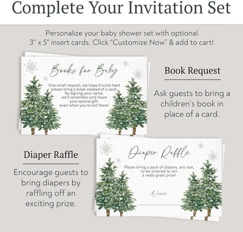 Baby It's Cold Outside Baby Shower Invitations Winter Invites Gender Neutral Unisex Trees Nature Green Snowflakes Snowfall Personalized Customized Custom Printed Cards (12 count) in Kuwait