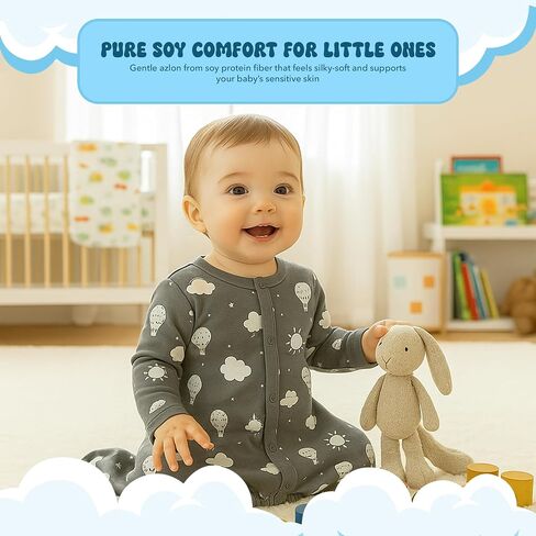 Unisex Baby Long Sleeve Gown Sleep Sack, Ultra Soft Nightgown, Newborn Reversible Mittens in Saudi Arabia