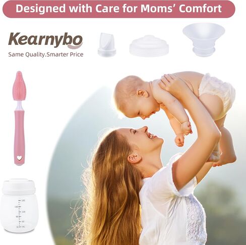 مجموعة قطع غيار بديلة لمضخة الثدي القابلة للارتداء Momcozy M5 - تتضمن زجاجتين، و10 حواف، و8 صمامات منقار البط، و4 أغشية، ومسطرة قياس وفرشاة تنظيف - خالية من مادة BPA، وسهلة التنظيف in Saudi Arabia
