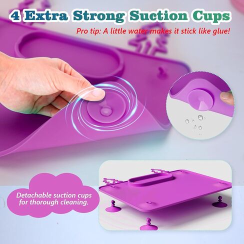2 Pack Baby Silicone Mat, Silicone Placemat for Infants to Toddlers, Baby Placemat for Restaurants & Dining Table, Christmas Tree Suction Placemats, 8 Stretchable Straps to Secure Babies Essentials in Saudi Arabia