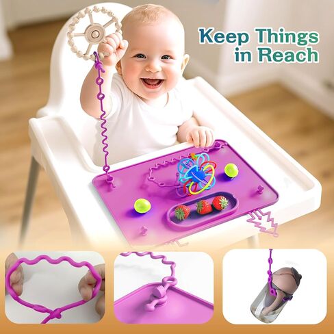 2 Pack Baby Silicone Mat, Silicone Placemat for Infants to Toddlers, Baby Placemat for Restaurants & Dining Table, Christmas Tree Suction Placemats, 8 Stretchable Straps to Secure Babies Essentials in Saudi Arabia