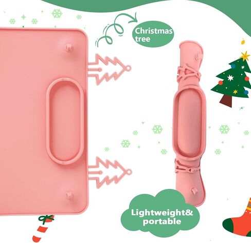 2 Pack Baby Silicone Mat, Silicone Placemat for Infants to Toddlers, Baby Placemat for Restaurants & Dining Table, Christmas Tree Suction Placemats, 8 Stretchable Straps to Secure Babies Essentials in Saudi Arabia