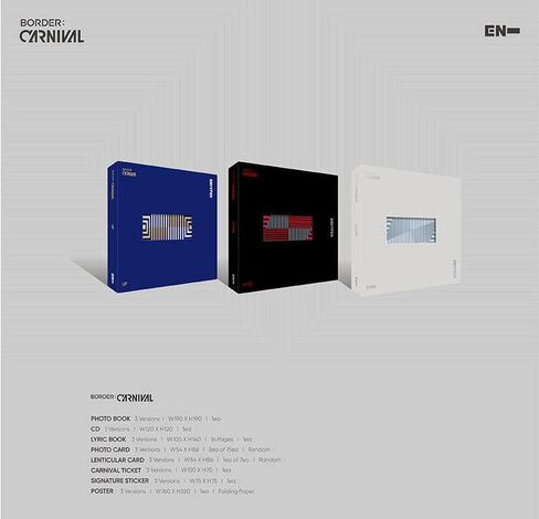 EN HYPEN BORDER: كرنفال (الإصدار السفلي) الألبوم المصغر الثاني KPOP CD + ملصق مطوي + بطاقة عدسية + بطاقة صور + كتاب صور + تذكرة كرنفال + ملصق توقيع + كتاب غنائي in Kuwait