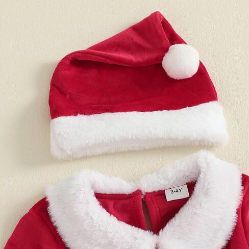 Toddler Baby Girl Christmas Outfit Santa Glitter Fur Long Sleeve A Line Dress for Party Cute Girls Christmas Dress in Saudi Arabia