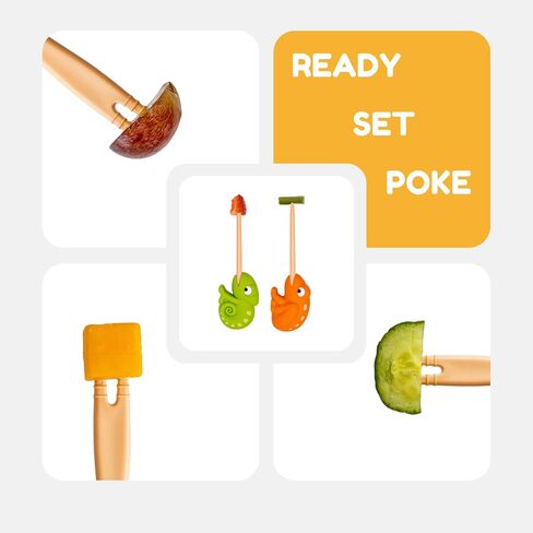 2-Pack Animal Food Picks for Kids – Fun Reusable Kids Utensils for Picky Eaters (Chameleon, Frog) – BPA-Free, Dishwasher Safe, Self Feeding Tools for Toddlers Ages 3+ – Fits in Bento Box in Saudi Arabia
