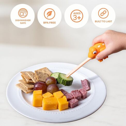 2-Pack Animal Food Picks for Kids – Fun Reusable Kids Utensils for Picky Eaters (Chameleon, Frog) – BPA-Free, Dishwasher Safe, Self Feeding Tools for Toddlers Ages 3+ – Fits in Bento Box in Saudi Arabia