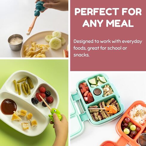 2-Pack Animal Food Picks for Kids – Fun Reusable Kids Utensils for Picky Eaters (Chameleon, Frog) – BPA-Free, Dishwasher Safe, Self Feeding Tools for Toddlers Ages 3+ – Fits in Bento Box in Saudi Arabia