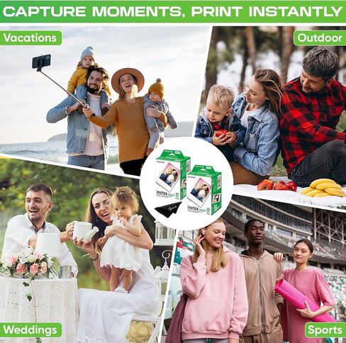 Fujifilm Instax Mini Film ISO 800، ست عبوات مزدوجة 120 EXP إجمالي متوافق مع Instax Mini Evo، 12، 11، 9 نماذج، تتضمن قطعة قماش تنظيف فاخرة من الألياف الدقيقة من Balveli in Kuwait