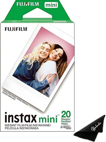 Fujifilm Instax Mini Film ISO 800، ست عبوات مزدوجة 120 EXP إجمالي متوافق مع Instax Mini Evo، 12، 11، 9 نماذج، تتضمن قطعة قماش تنظيف فاخرة من الألياف الدقيقة من Balveli in Saudi Arabia