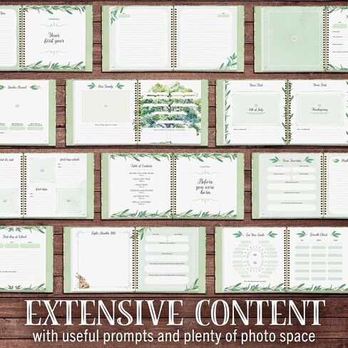 تذكار كتاب ذاكرة الطفل - إصدار فاخر بتصميم الغابة - مجلة أول 5 سنوات ودفتر قصاصات للأولاد والبنات - يشتمل على قلم ذهبي معدني وصندوق هدايا أبيض واقٍ in Saudi Arabia