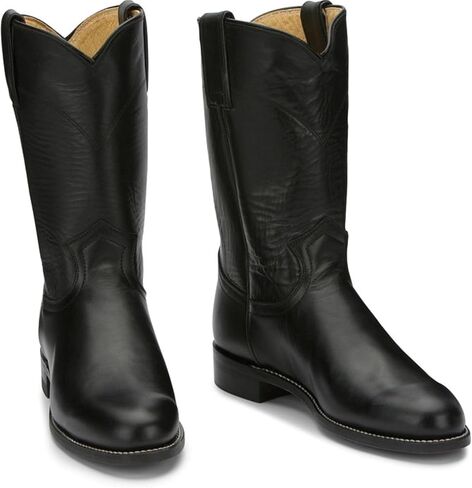 Justin Cora 10" Black Leather Roper Boots for Women - with Round Toe and J-Flex Comfort System Insoles in Saudi Arabia