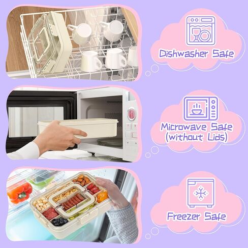 Snack Box Container for Kids - Adjustable 12-Compartment Snack Containers, Reusable Bento Box, Dishwasher Safe, BPA-Free, Perfect for School, Travel, Camping & Picnic, Green in Saudi Arabia