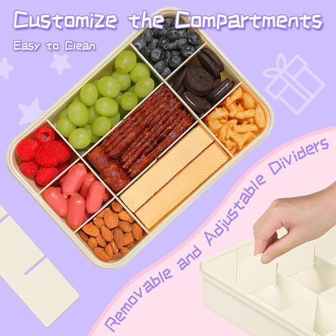 Snack Box Container for Kids - Adjustable 12-Compartment Snack Containers, Reusable Bento Box, Dishwasher Safe, BPA-Free, Perfect for School, Travel, Camping & Picnic, Green in Saudi Arabia