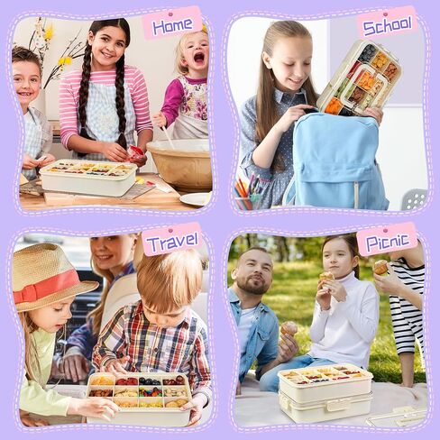 Snack Box Container for Kids - Adjustable 12-Compartment Snack Containers, Reusable Bento Box, Dishwasher Safe, BPA-Free, Perfect for School, Travel, Camping & Picnic, Green in Saudi Arabia