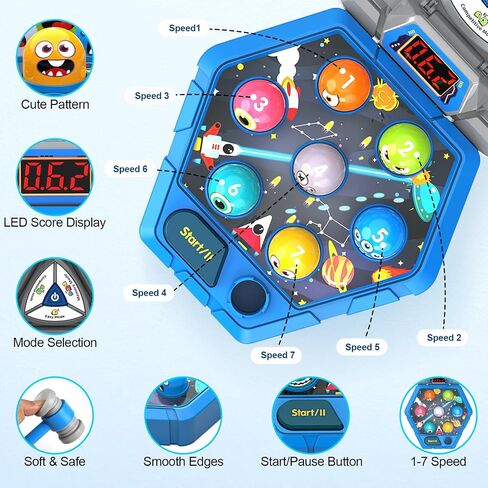Whack Game Mole للأطفال الصغار، ألعاب للأطفال من عمر 3 4 5 6 7+ سنوات من الأولاد والبنات، ألعاب القصف للأعمار من 3 إلى 8 سنوات، هدية عيد ميلاد للأولاد من سن 3 إلى 12 عامًا، ألعاب تعليمية تفاعلية مع 3 أوضاع، 1-3 لاعبين in Kuwait